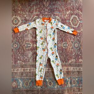 Hanna Jams Colorful Halloween toddler zipOne Piece Pajama size 3 organic cotton